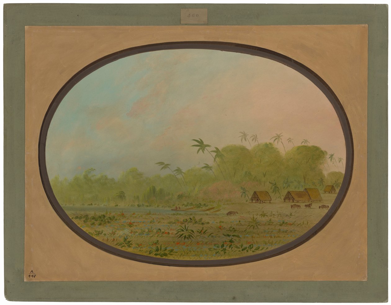 Mała wioska Indian Remos autorstwa George Catlin