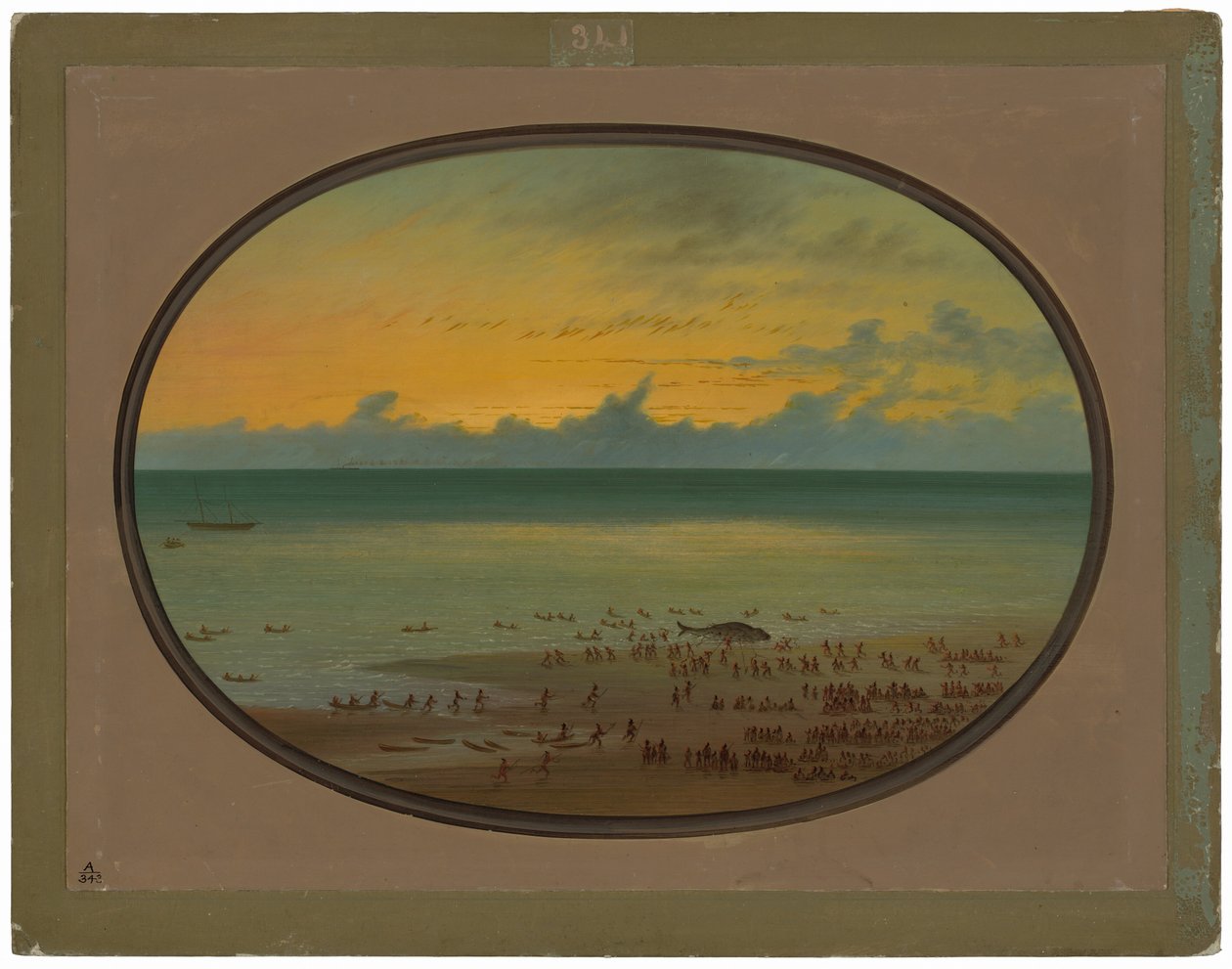 Wieloryb na brzegu - Klahoquat autorstwa George Catlin