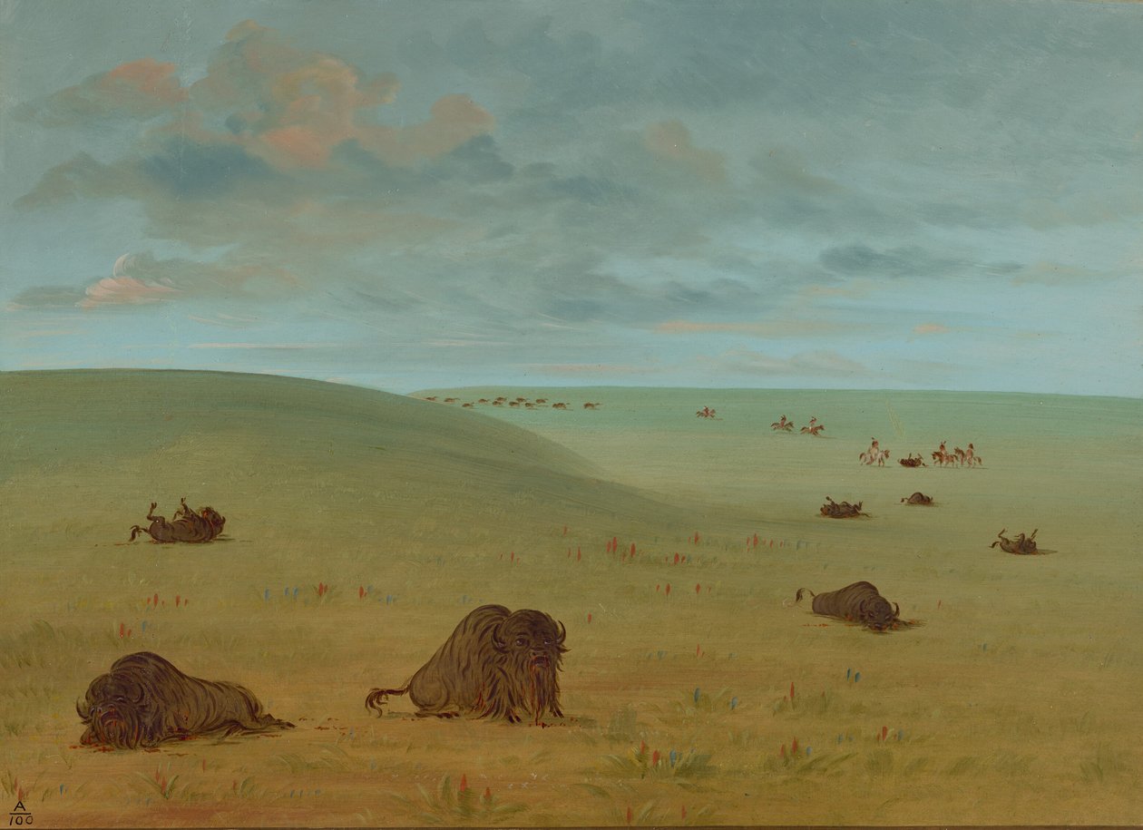 Po pogoni za bizonami - Siuks, 18611869. autorstwa George Catlin