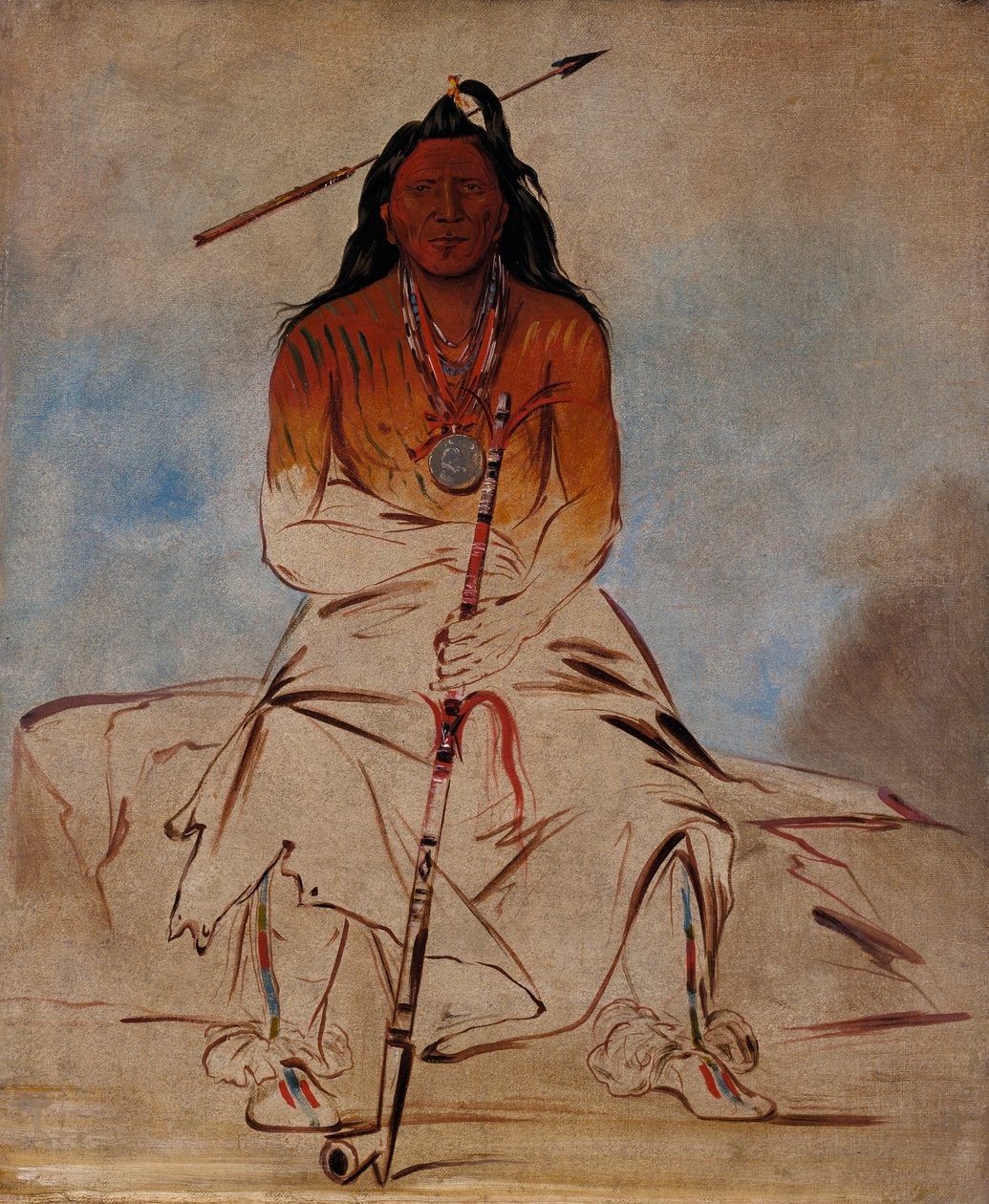 Ah-sháw-wah-róoks-te, koń medyczny, wielki waleczny Pawnee autorstwa George Catlin