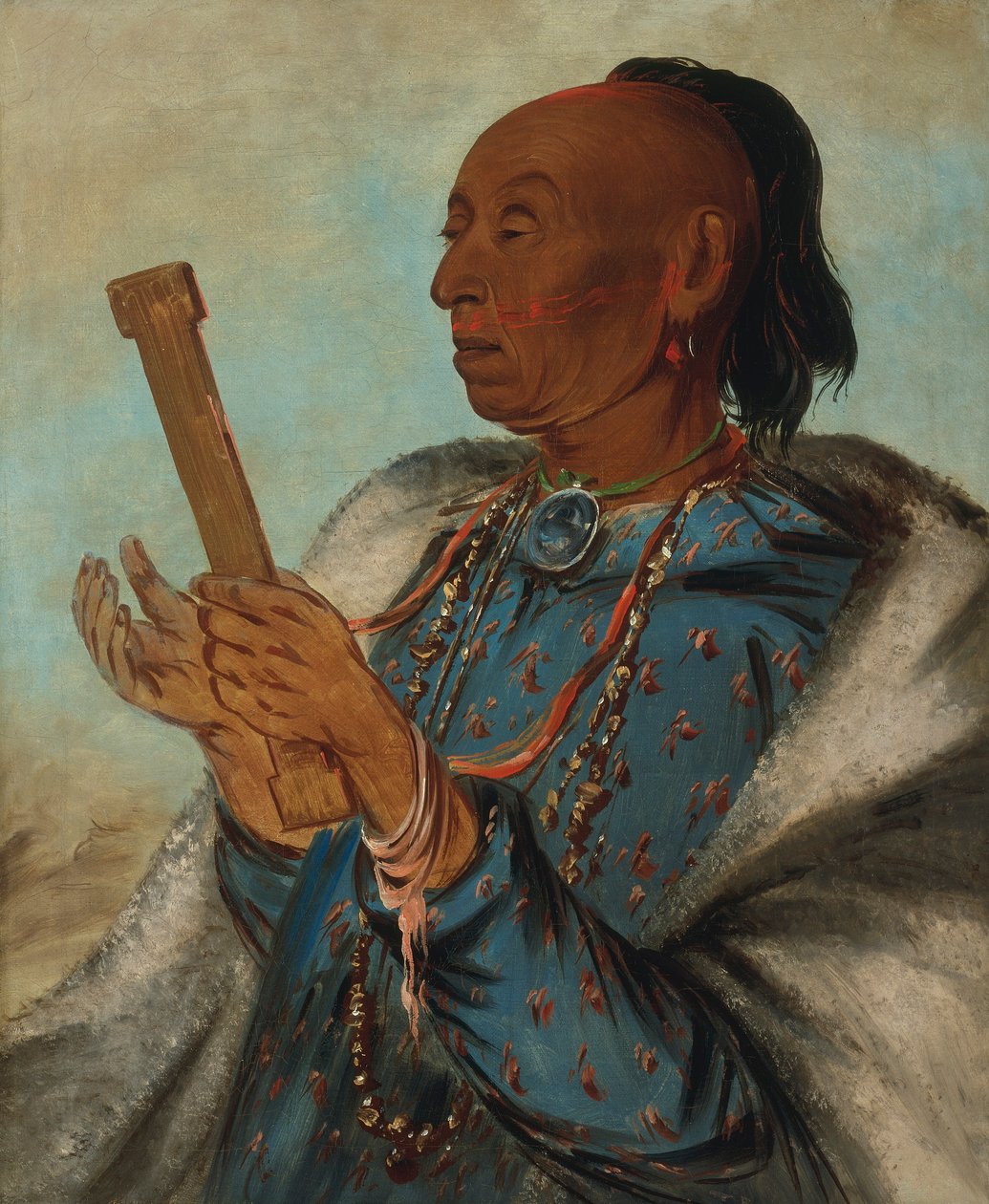 Ah-tón-we-tuck, Kogut Indyk, Powtarzanie modlitwy autorstwa George Catlin