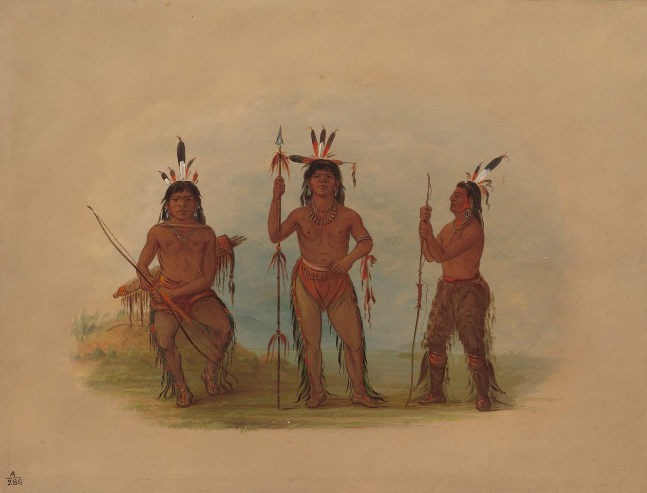Wódz alaeucki i dwaj wojownicy, 18551869. autorstwa George Catlin