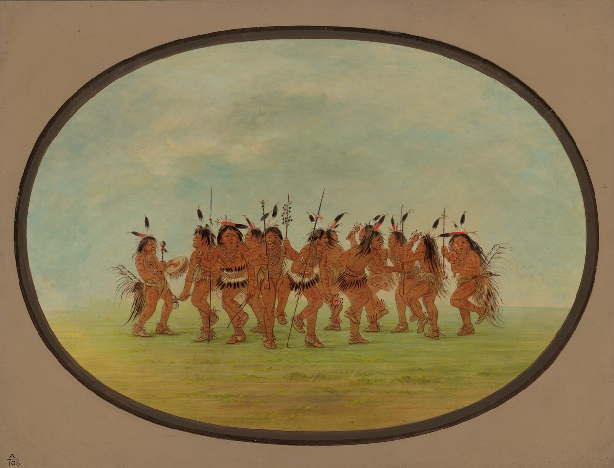 Zabawny taniec - Siuks, 18611869. autorstwa George Catlin