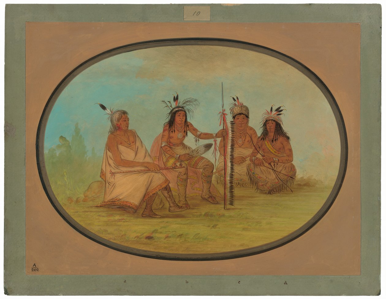 Stary wódz Ojibbeway i trzej wojownicy autorstwa George Catlin