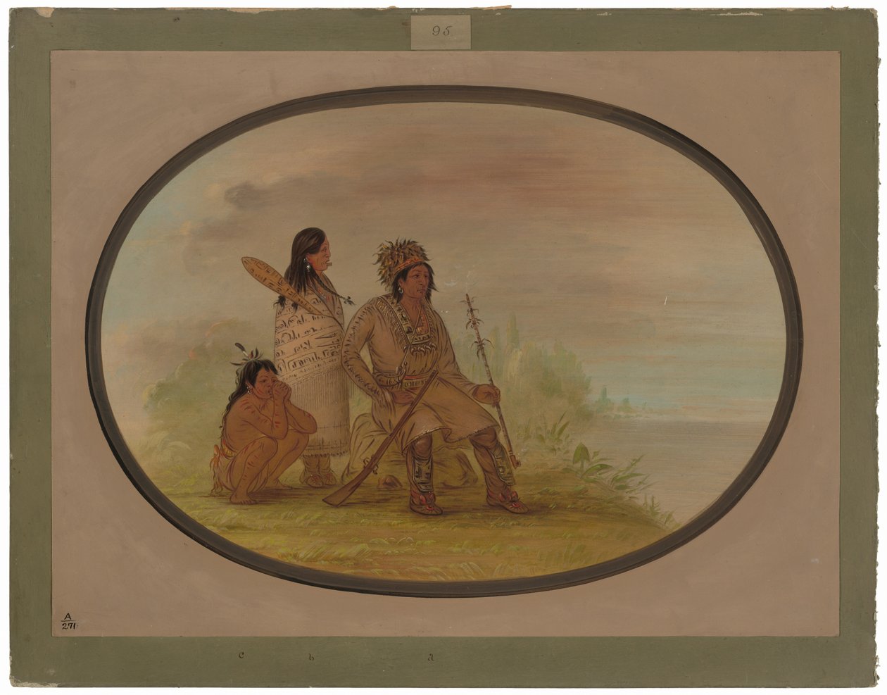 Stary Indianin Nayas, jego wnuczka i chłopiec autorstwa George Catlin
