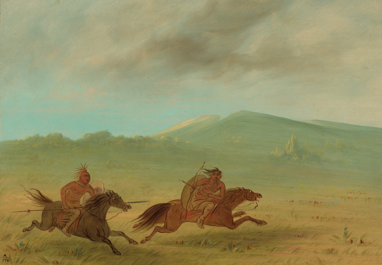 Indianin Osagów ścigający Camanchee, 18611869. autorstwa George Catlin
