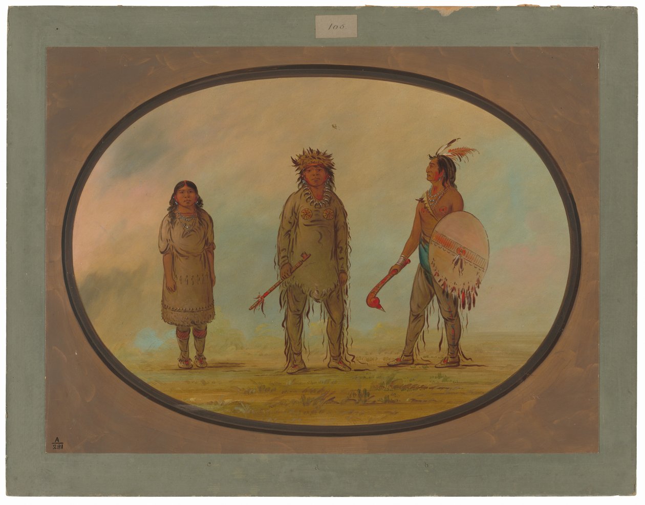 Wódz Athapasca, jego żona i wojownik autorstwa George Catlin
