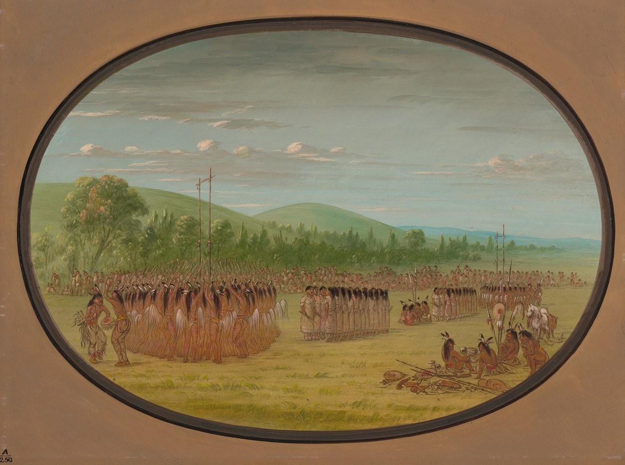 Taniec do gry w piłkę - Choctaw, 18611869. autorstwa George Catlin