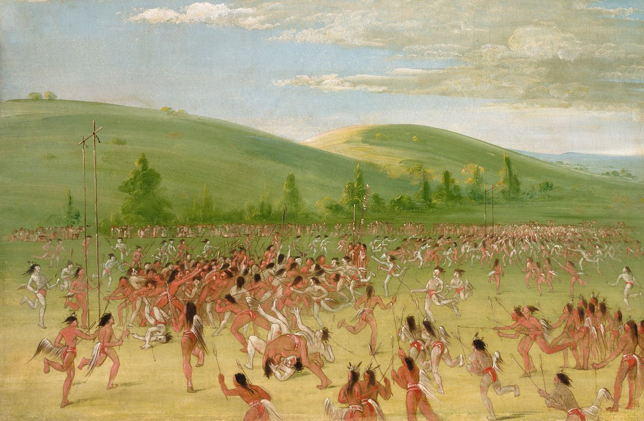Gra w piłkę Choctaw - piłka w górę autorstwa George Catlin