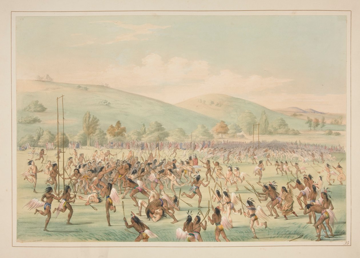 Gra z piłką, pl. 23 z portfolio Indian północnoamerykańskich autorstwa George Catlin