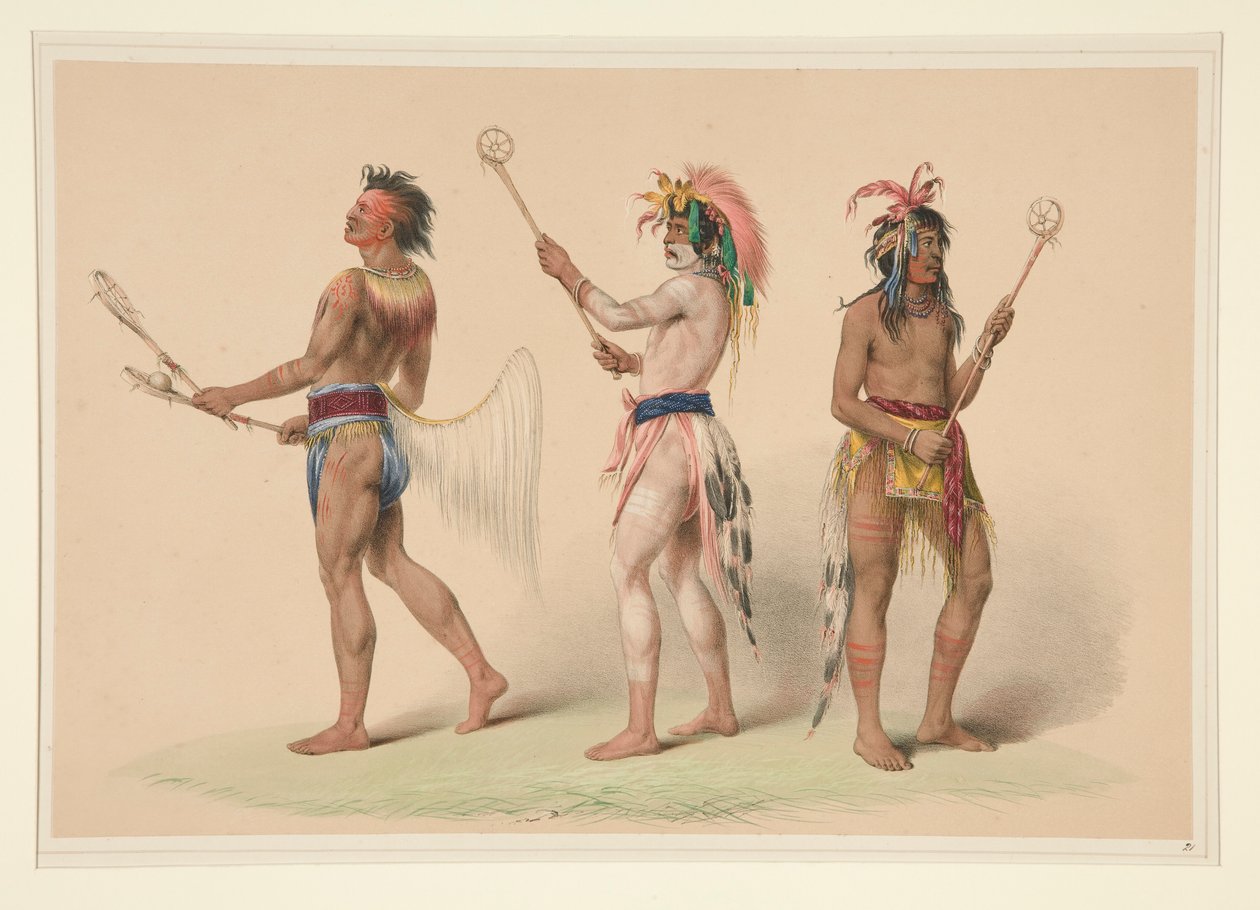 Piłkarze, pl. 21 z portfolio Indian północnoamerykańskich autorstwa George Catlin