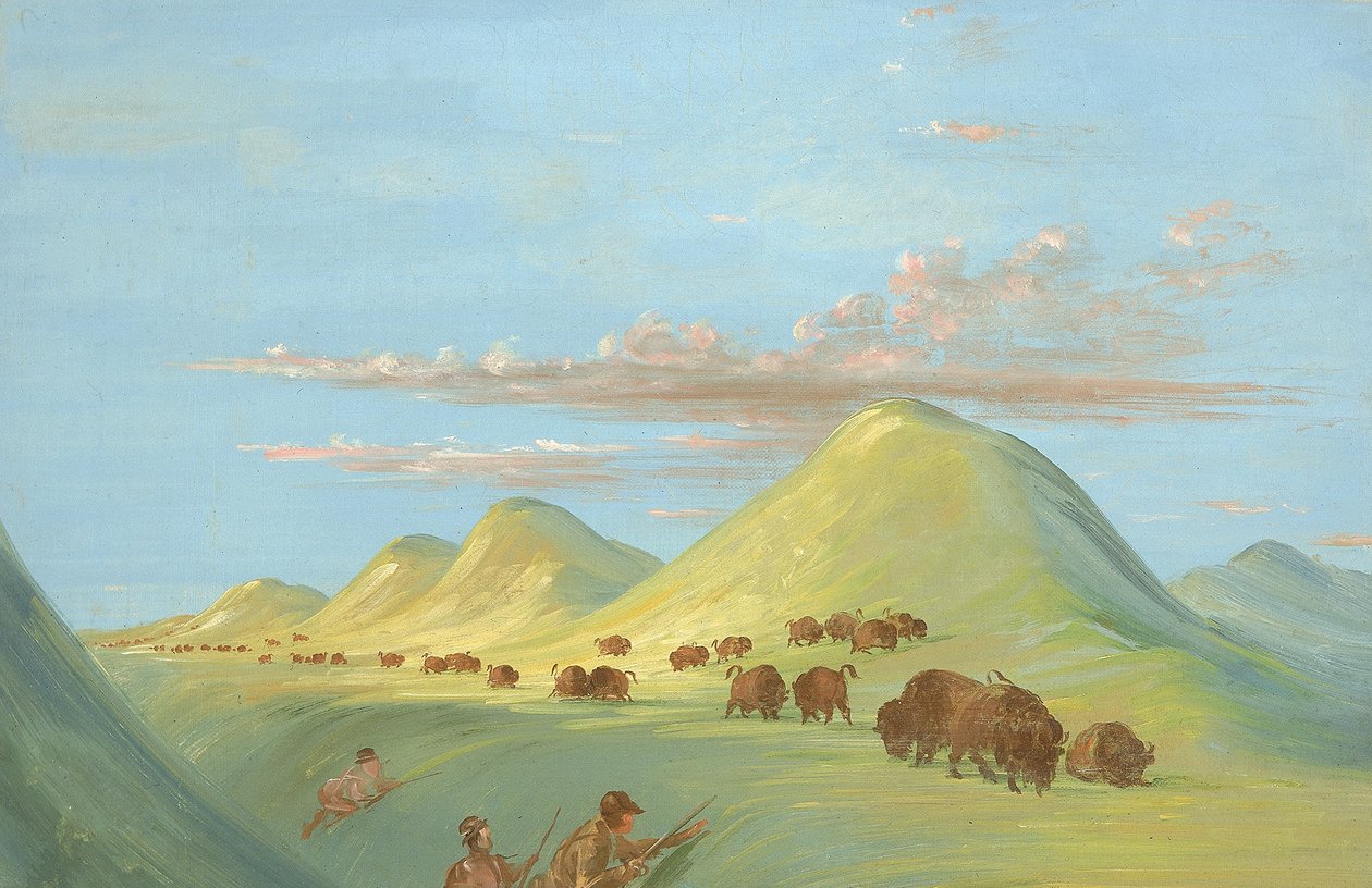 Batiste, Bogard i ja zbliżamy się do Buffalo na Missouri autorstwa George Catlin