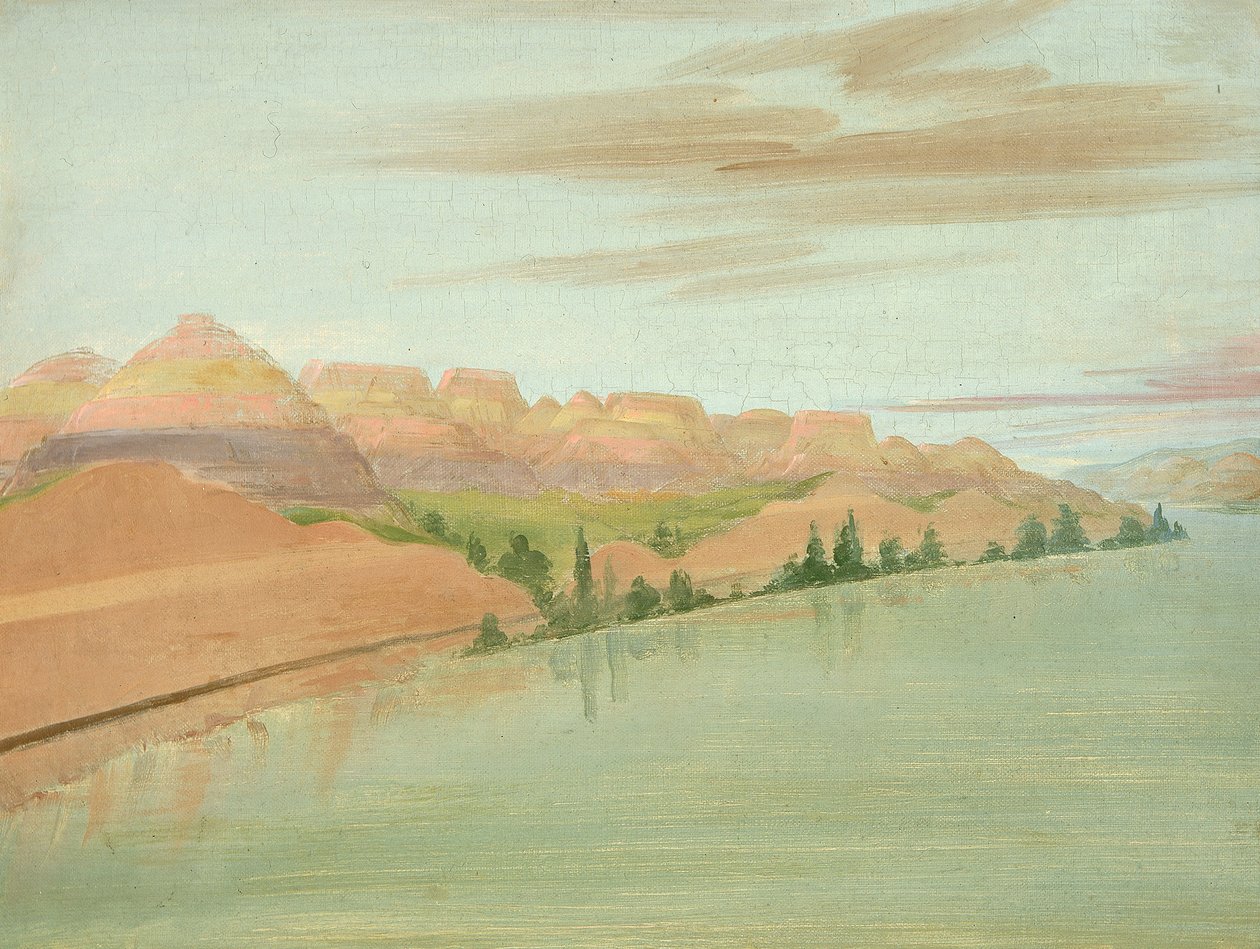 Piękne Clay Bluffs, 1900 mil nad St. Louis, 1832. autorstwa George Catlin
