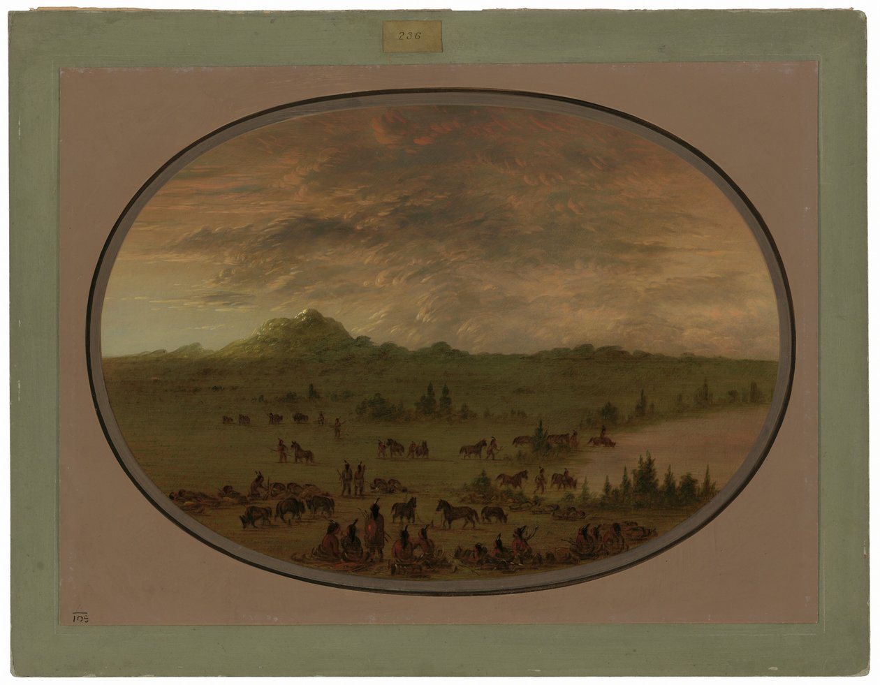 Biwak na imprezie wojennej Siuksów o wschodzie słońca autorstwa George Catlin