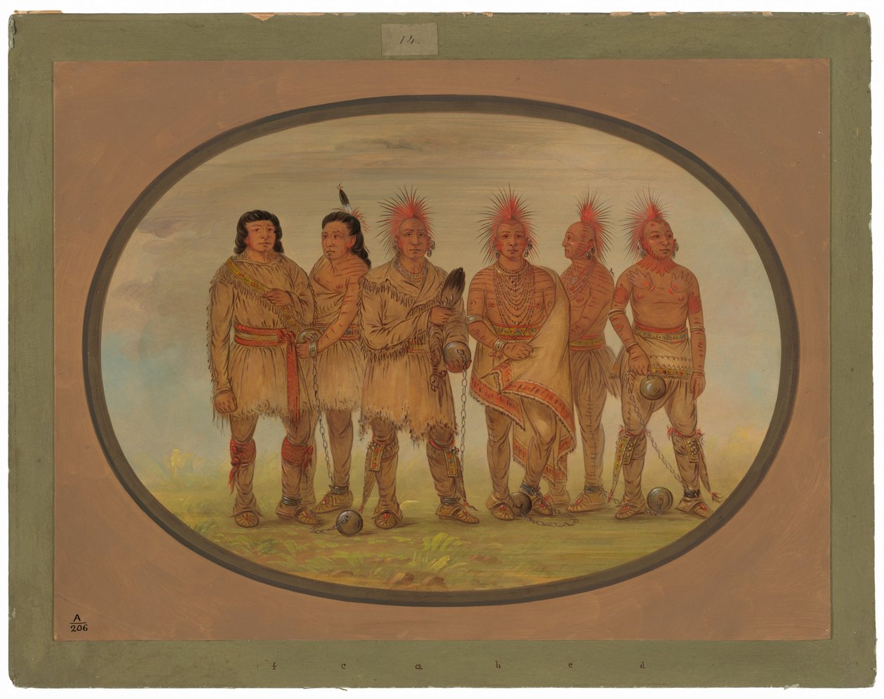 Black Hawk i pięciu innych więźniów Saukie autorstwa George Catlin