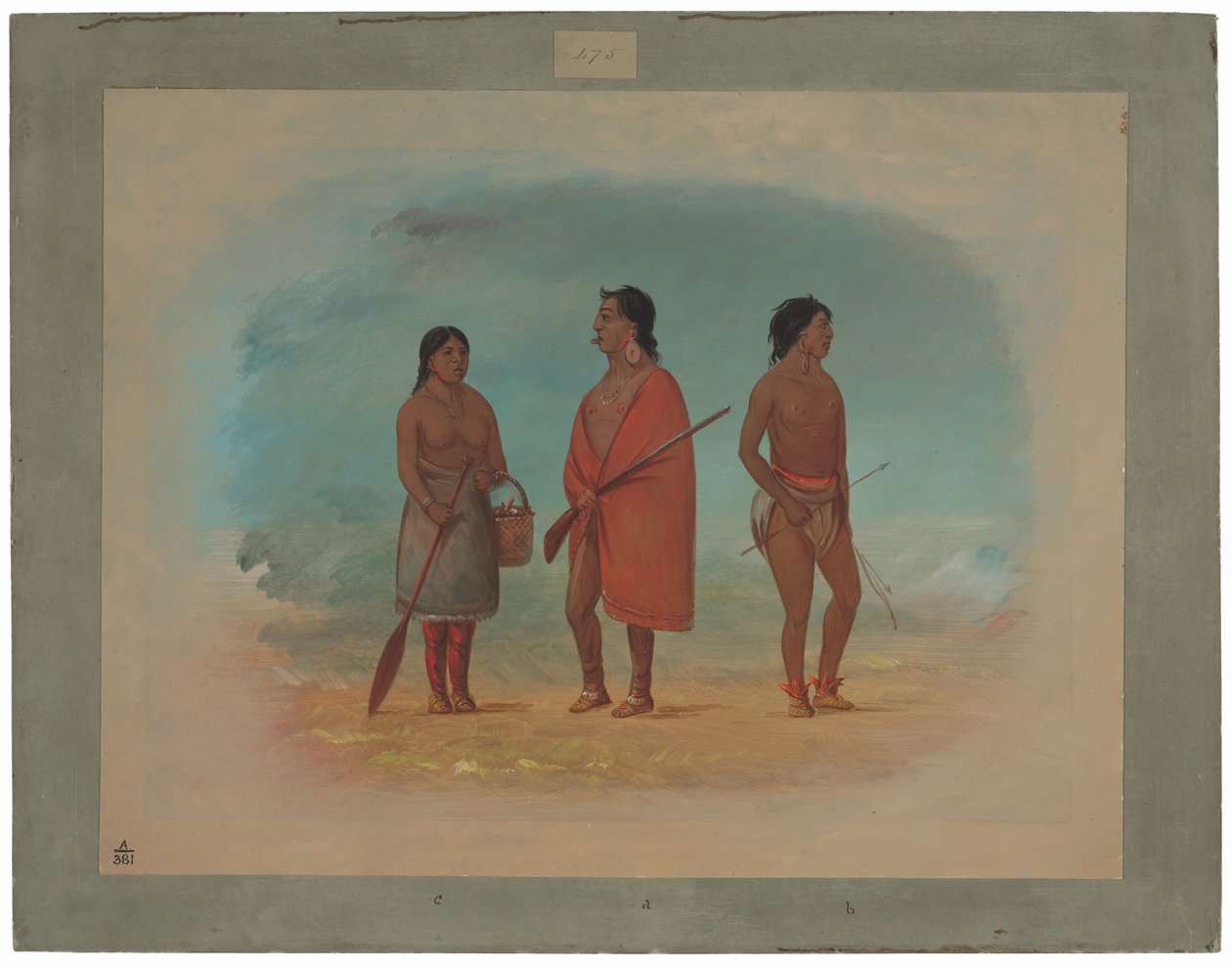 Wódz Botocudo, jego żona i młody mężczyzna autorstwa George Catlin