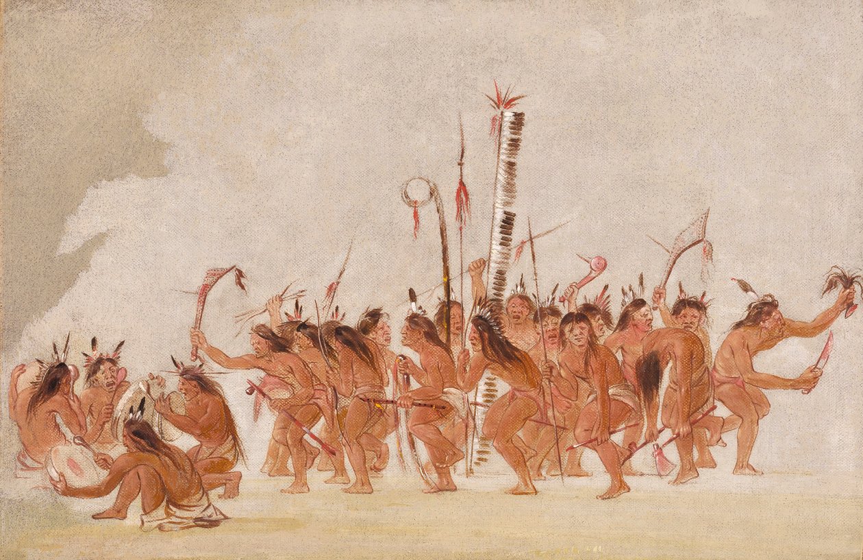 Taniec Braves, Ojibwa autorstwa George Catlin