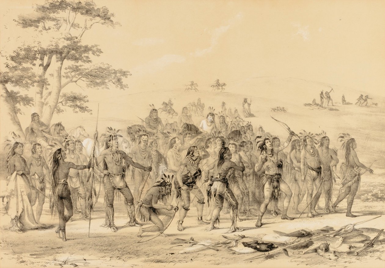 Braves Shooting Arrows - Zawody - nr 24 autorstwa George Catlin