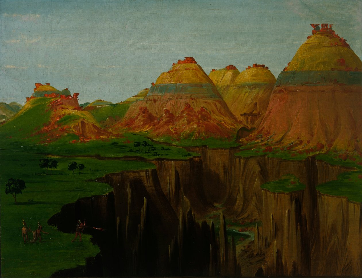 "Brick Piece", Clay Bluffs 1900 mil nad St. Louis autorstwa George Catlin
