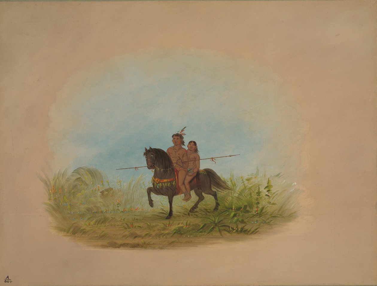 Narzeczeni na koniu - Connibo, 18541869. autorstwa George Catlin