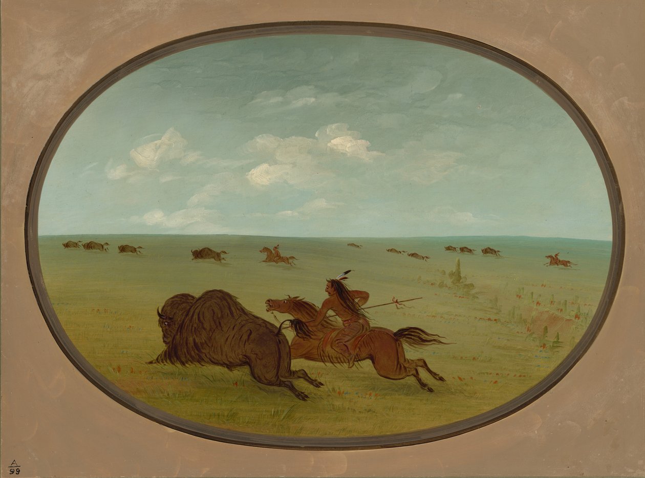 Buffalo Chase, Indianie Siuksów, Upper Missouri, 18611869. autorstwa George Catlin