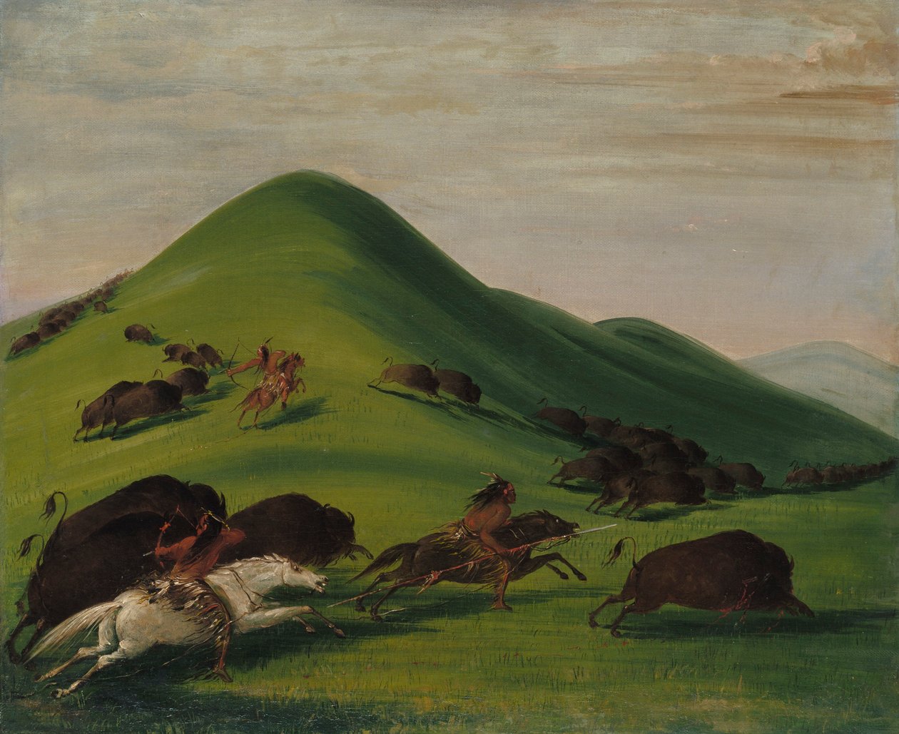 Buffalo Chase nad Prairie Bluffs autorstwa George Catlin