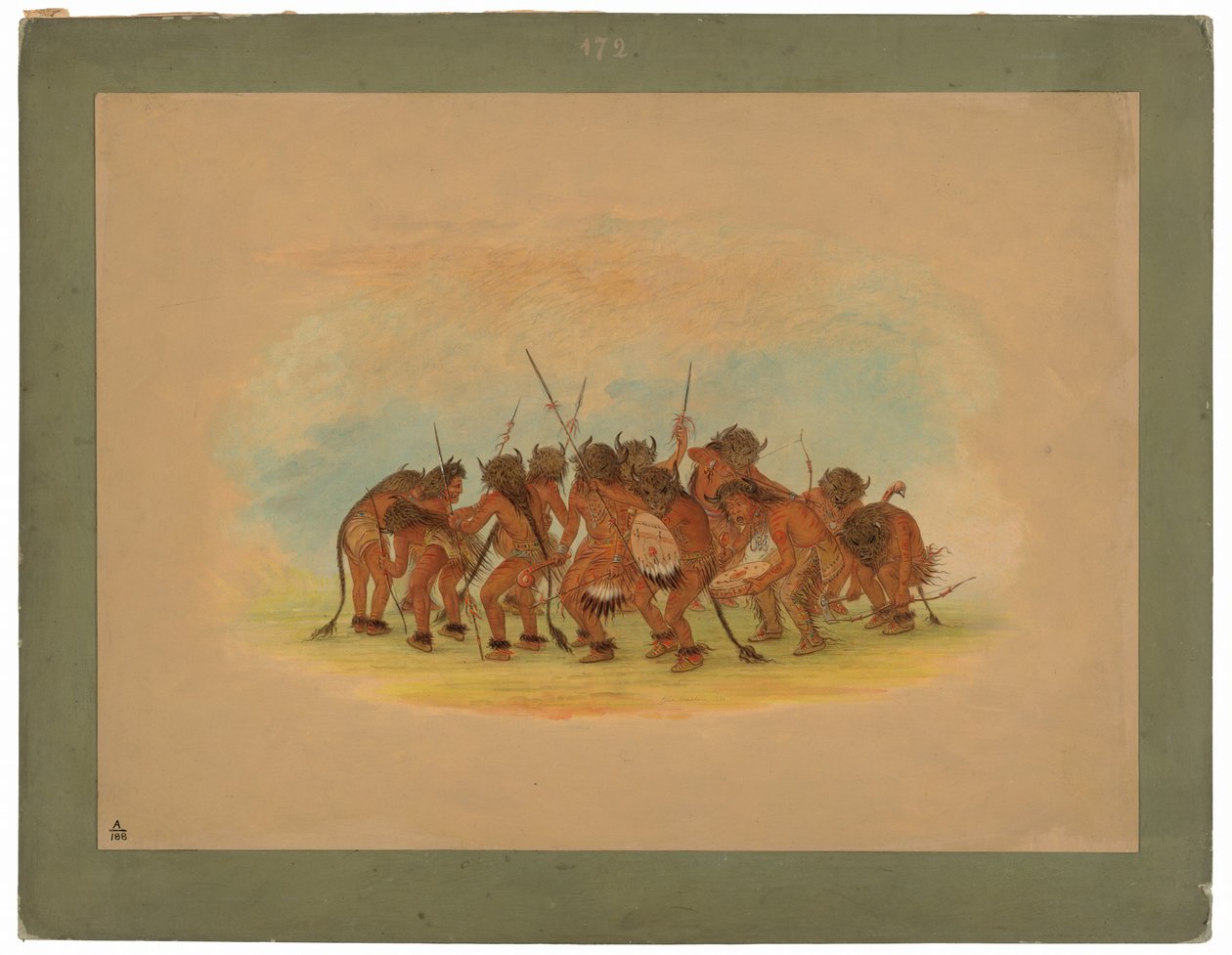 Taniec bawołów - Mandan autorstwa George Catlin