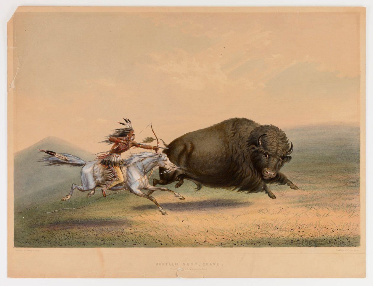 Polowanie na bizony, pościg nr. 5 autorstwa George Catlin