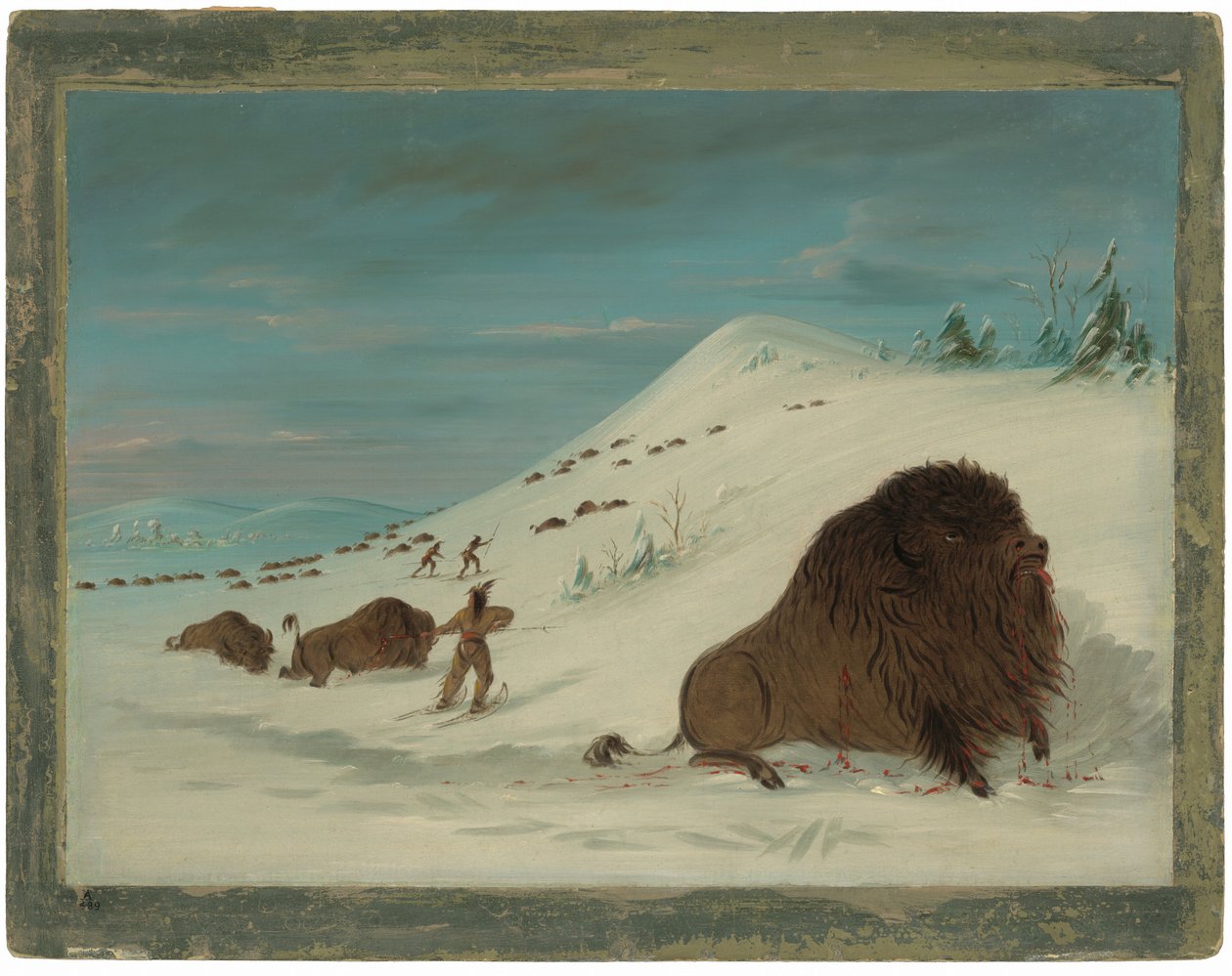 Buffalo lancet w zaspach śnieżnych - Sioux autorstwa George Catlin