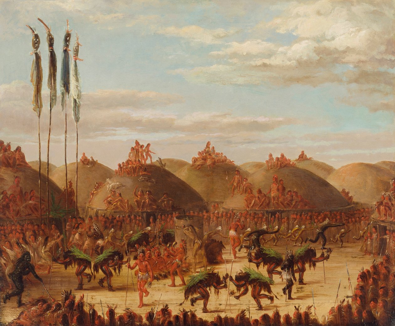 Taniec byków, ceremonia Mandan O-kee-pa autorstwa George Catlin