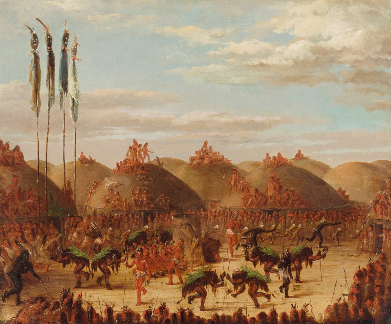 Taniec byka, ceremonia Mandan O-kee-pa, 1832. autorstwa George Catlin