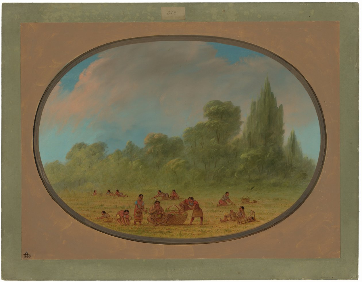 Indianie Caddo zbierają dzikie truskawki autorstwa George Catlin