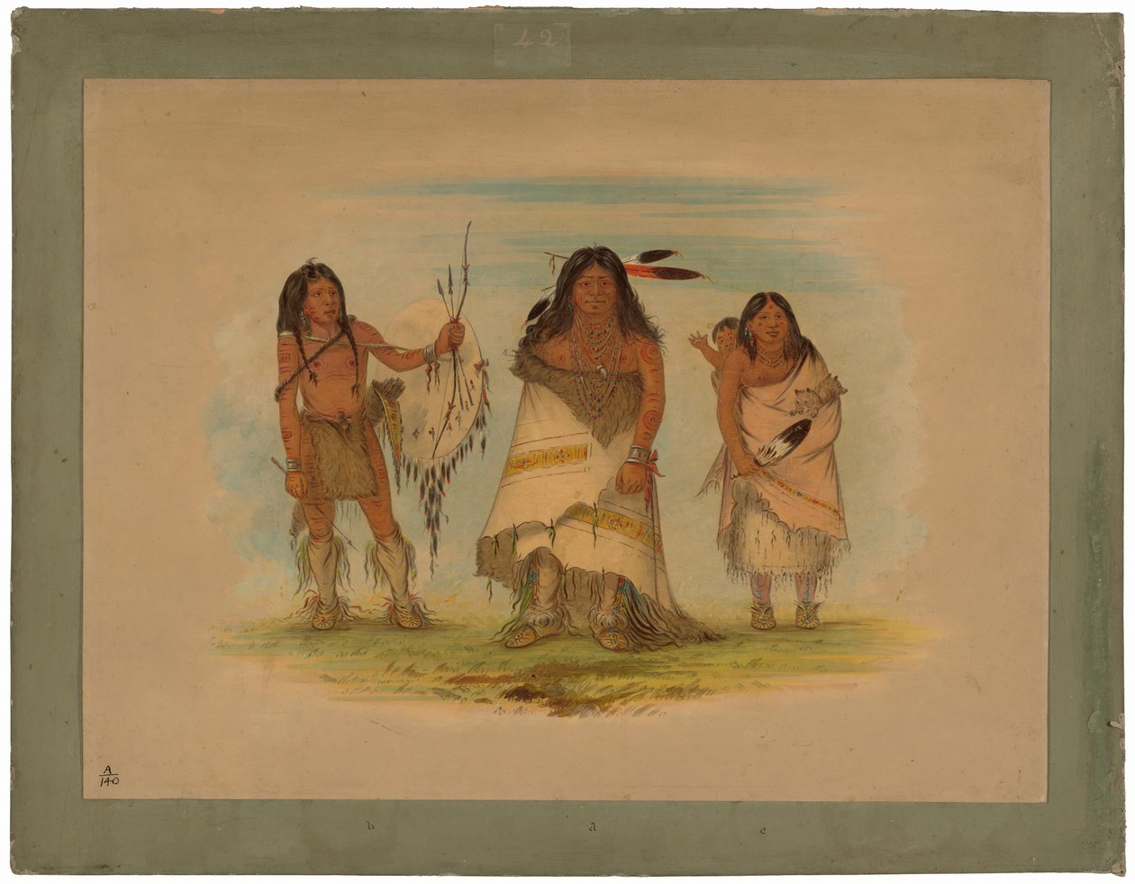 Wódz Komanczów, jego żona i wojownik autorstwa George Catlin