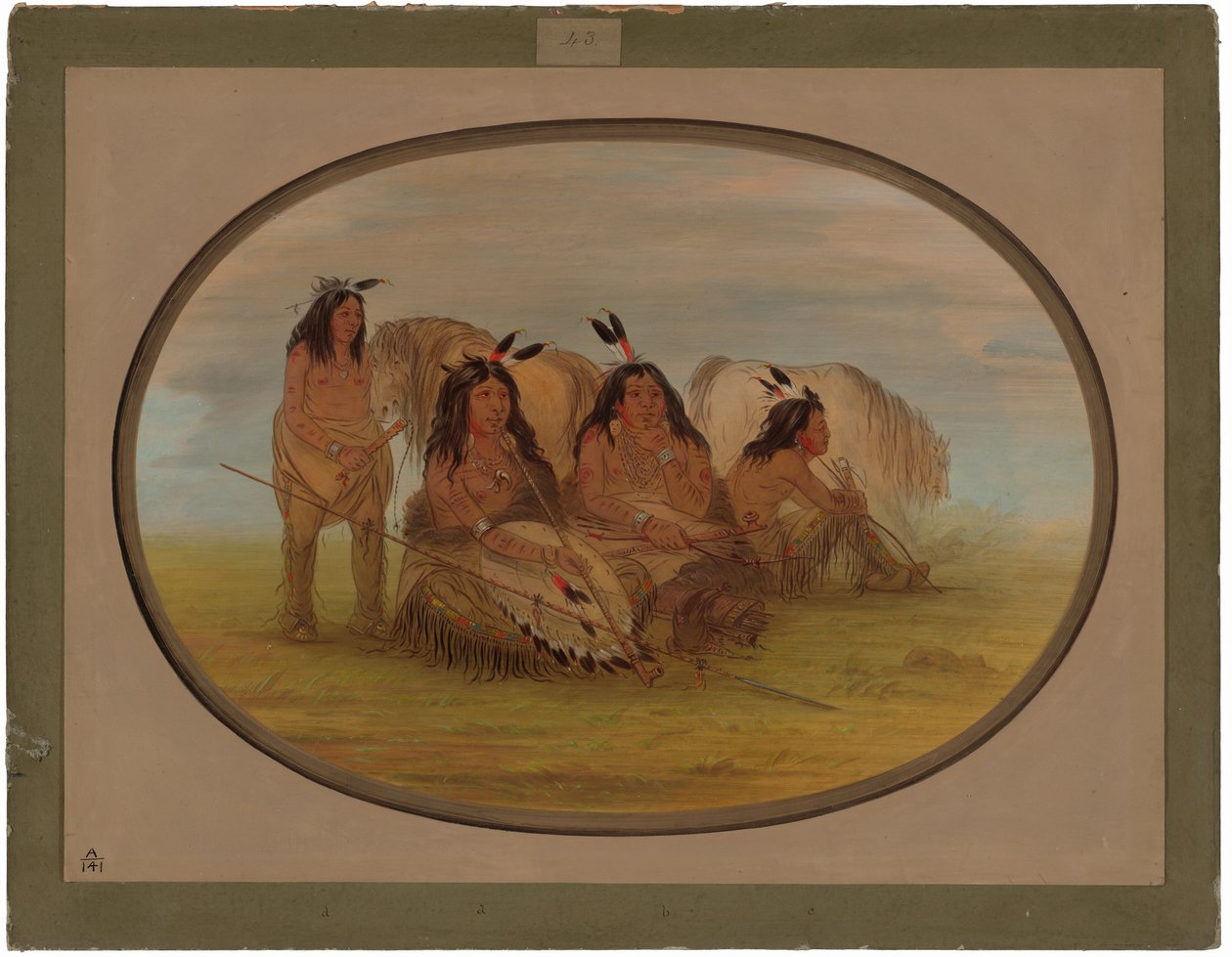 Wódz Camanchee z trzema wojownikami autorstwa George Catlin