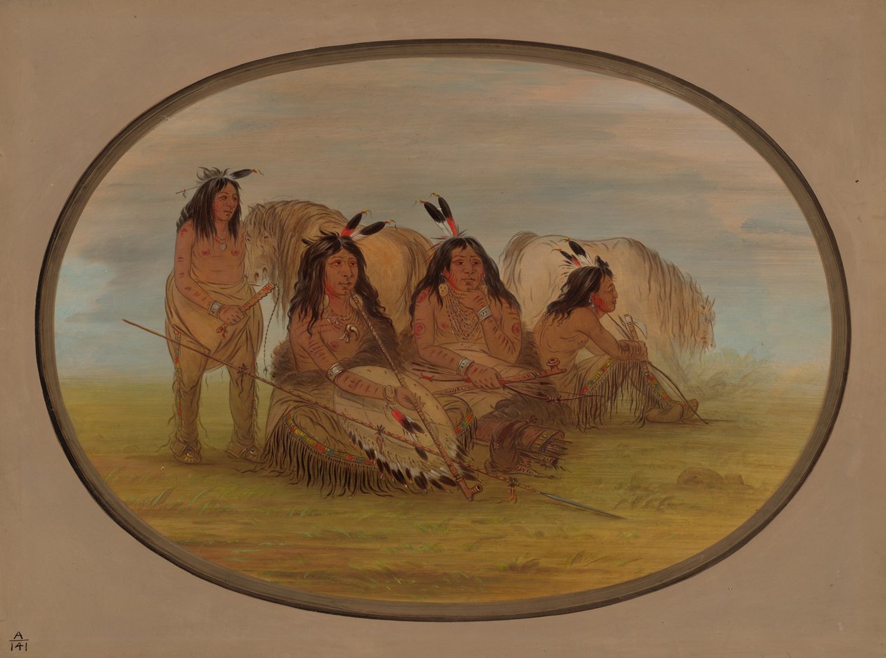 Wódz Komanczów z Trzema Wojownikami, 18611869. autorstwa George Catlin
