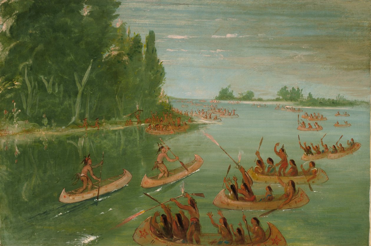 Wyścig kajakowy w pobliżu Sault Ste. Marie autorstwa George Catlin