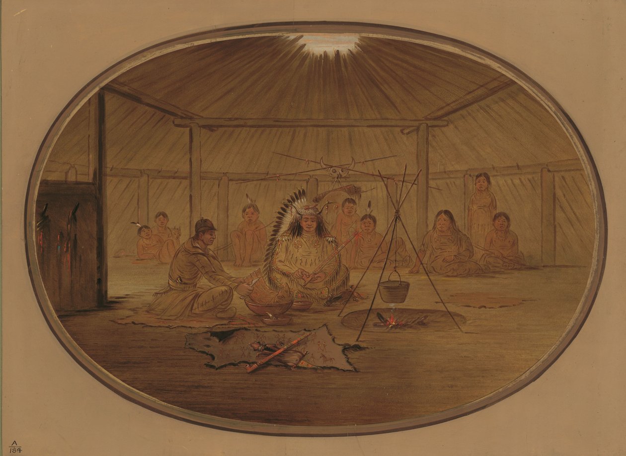 Catlin uczczony przez wodza mandanów, 18611869. autorstwa George Catlin