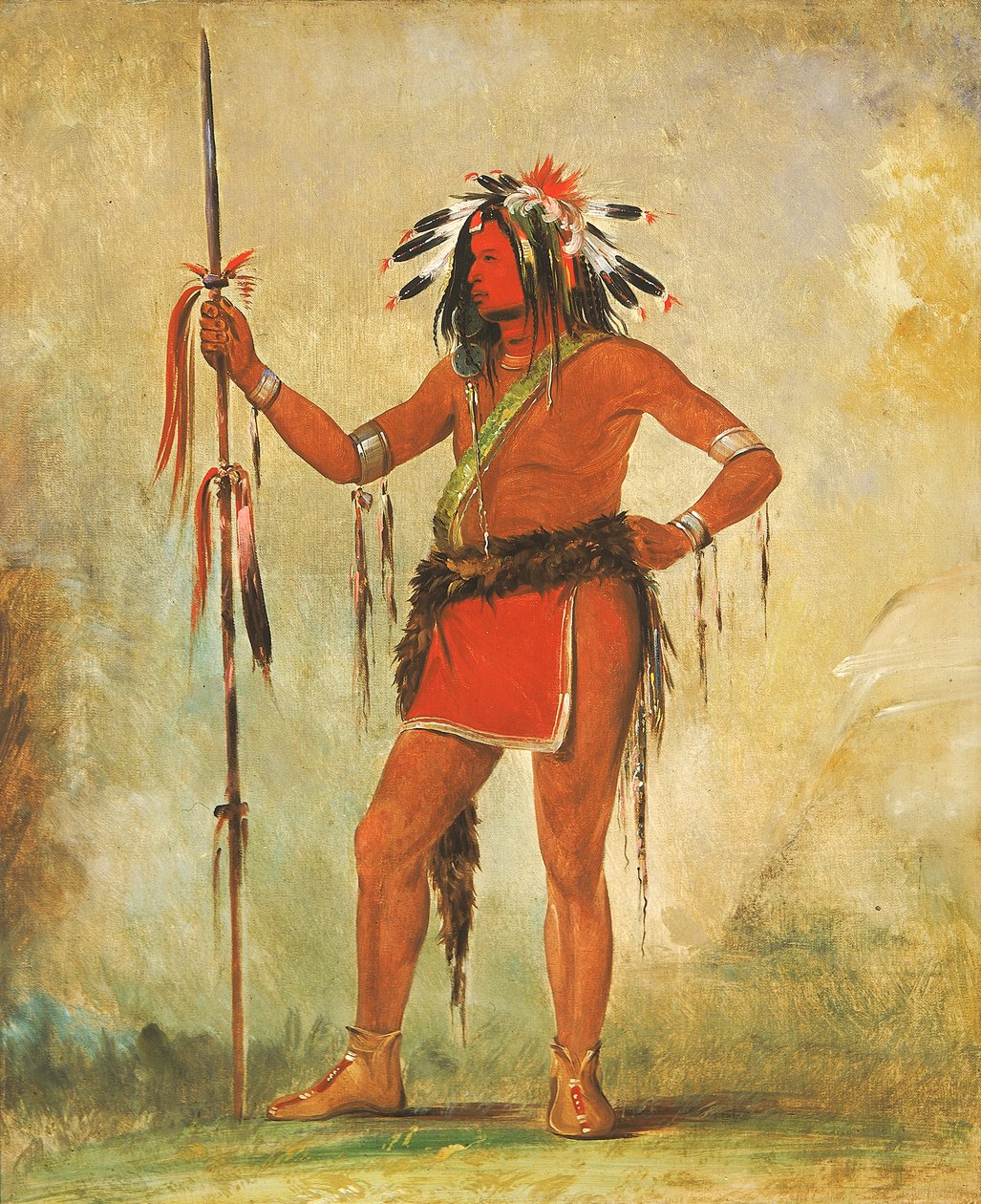 Cáh-be-múb-bee, ten, który siedzi wszędzie, odważny, 1835. autorstwa George Catlin