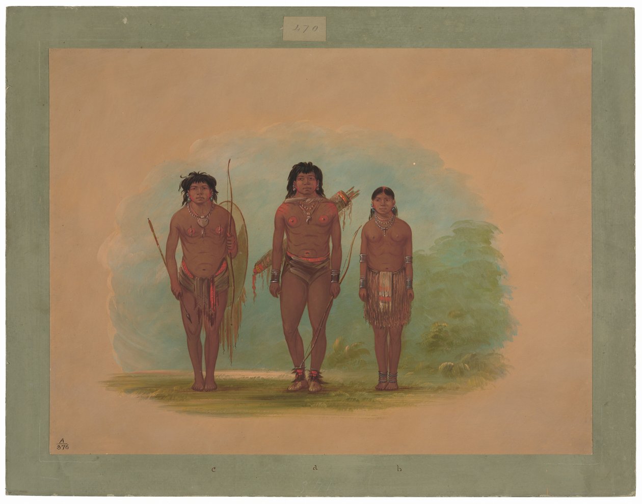 Wódz Chaco, jego żona i wojownik autorstwa George Catlin