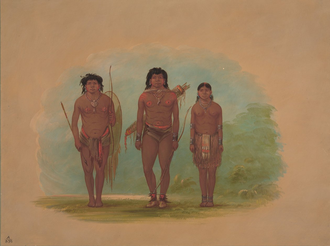 Wódz Chaco, jego żona i wojownik, 18541869. autorstwa George Catlin