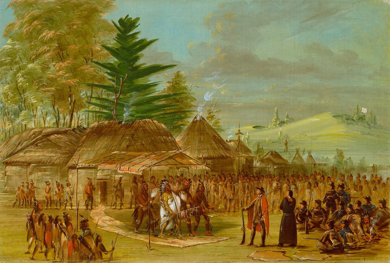 Wódz Indian Taensa otrzymujących La Salle, 18478 autorstwa George Catlin