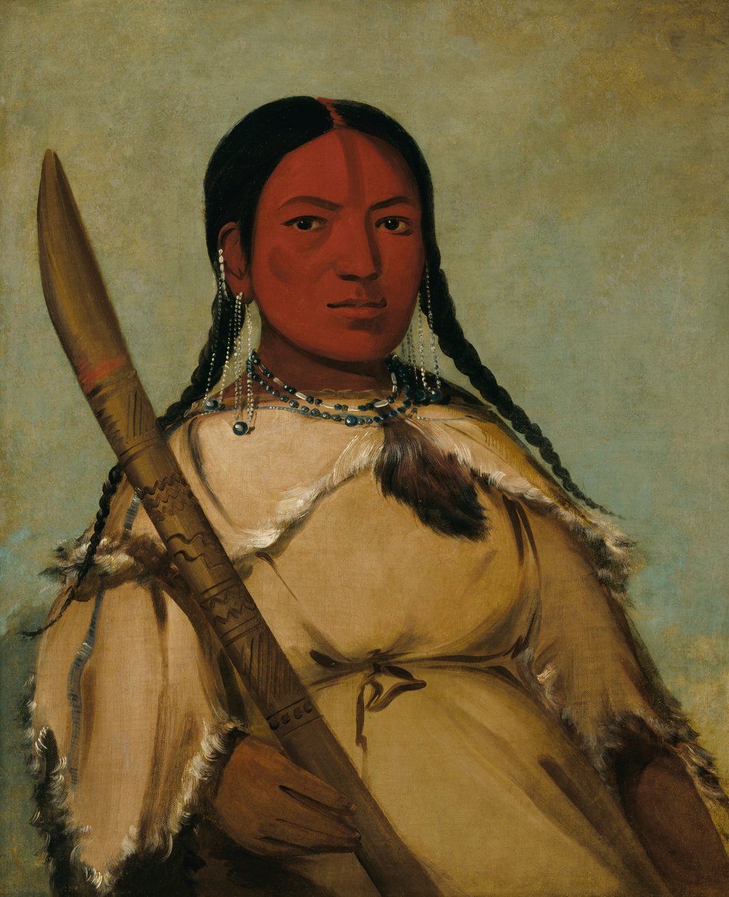 Chin-cha-pee, Ognisty Robak, który się skrada, Żona gołębia głowa jaja, 1832. autorstwa George Catlin