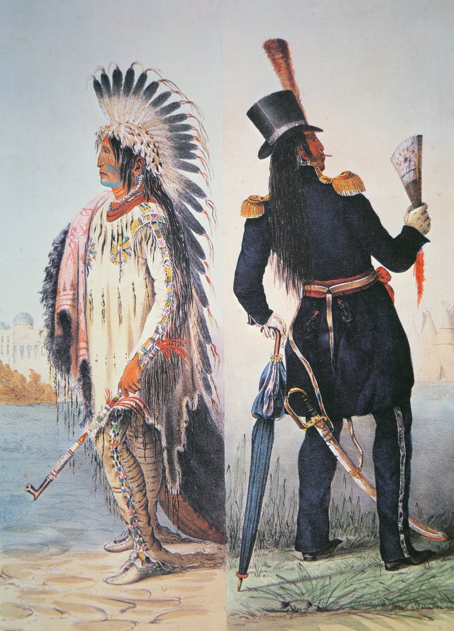 Cywilizacja Indian, c.1833 (kolor lito) autorstwa George Catlin