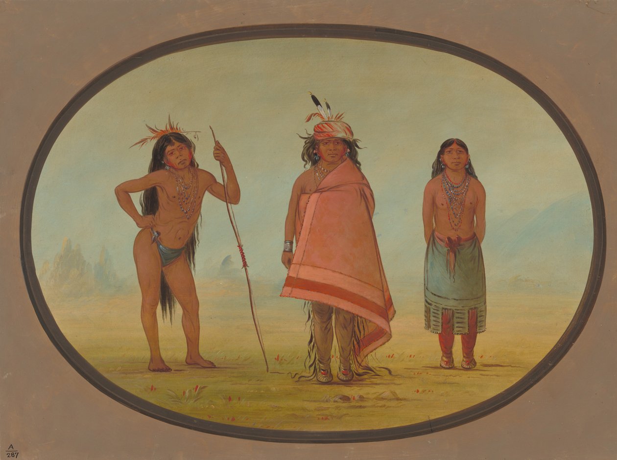 Wódz Cochimtee, jego żona i wojownik, 18551869. autorstwa George Catlin