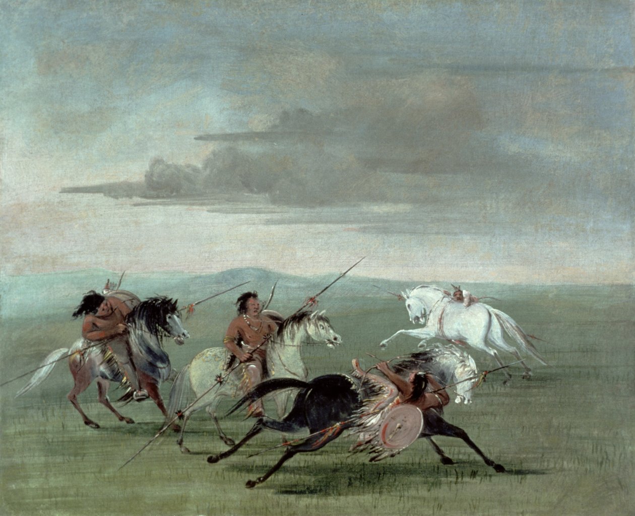 Komancze wyczyny jeździectwa wojennego autorstwa George Catlin
