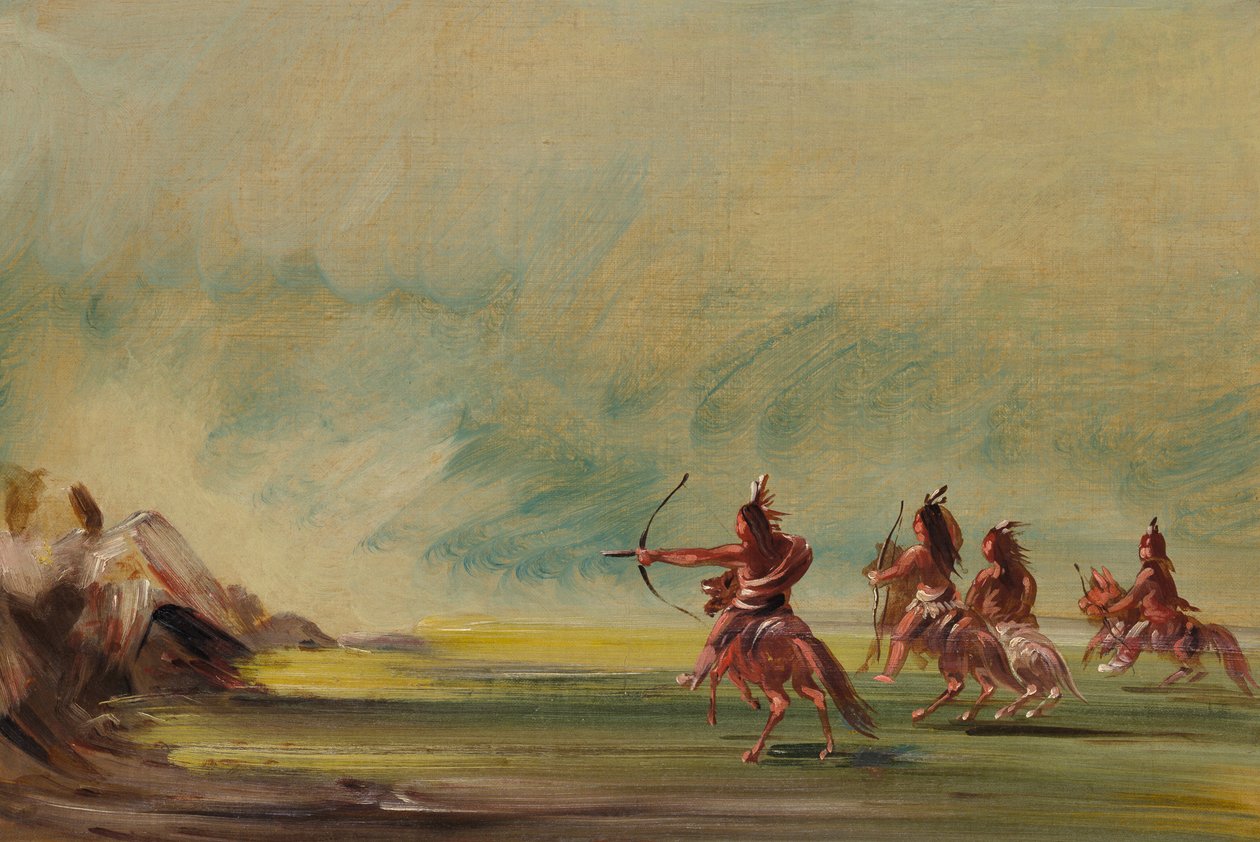 Comanche dający strzały do skały medycznej, 1837-1839. autorstwa George Catlin