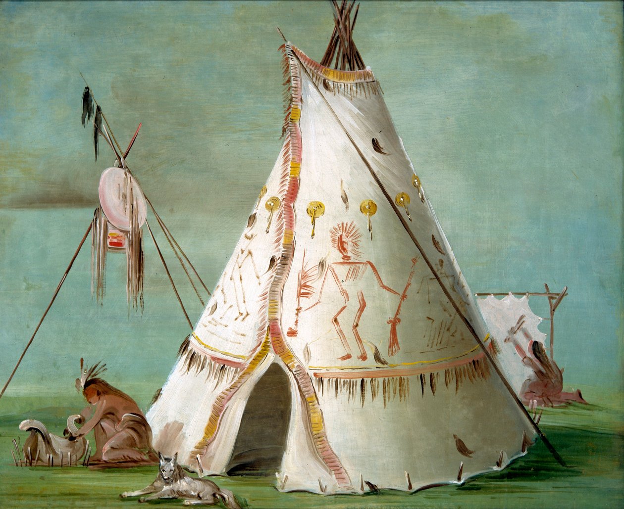Loża Kruków z dwudziestu pięciu skór bizonów autorstwa George Catlin