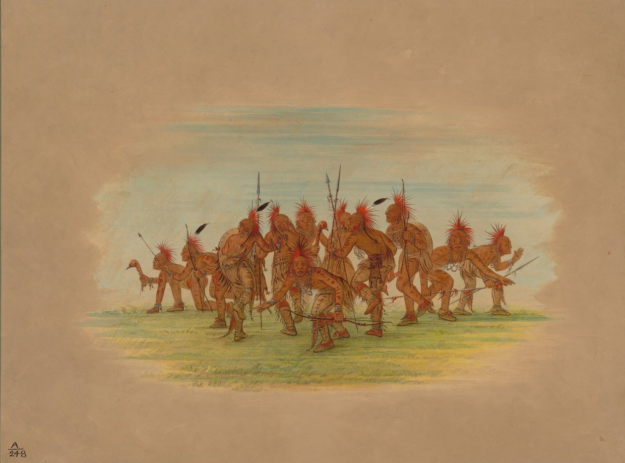 Taniec odkrywczy - Saukie, 1861. autorstwa George Catlin