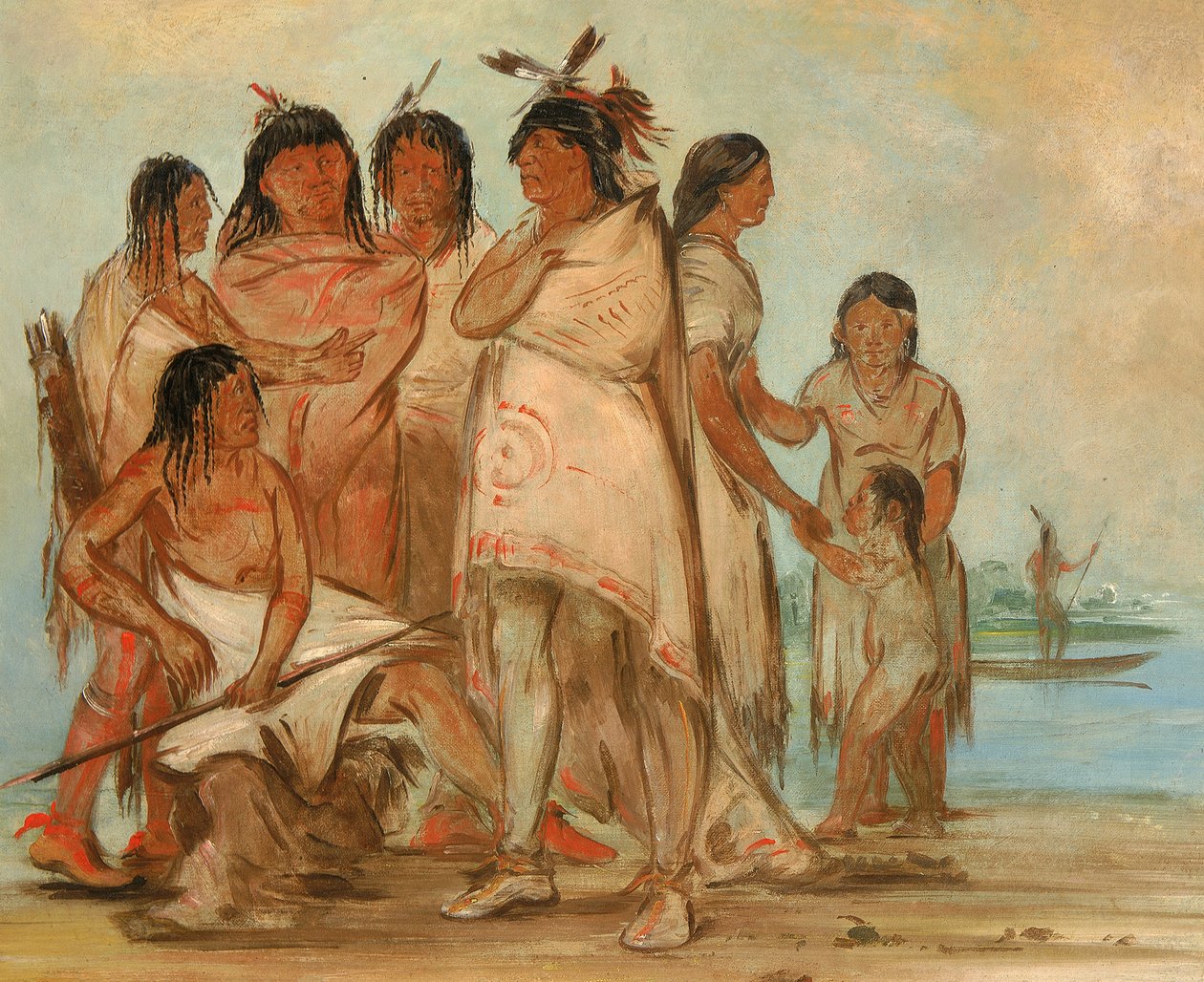 Du-cór-re-a, wódz plemienia i jego rodzina autorstwa George Catlin