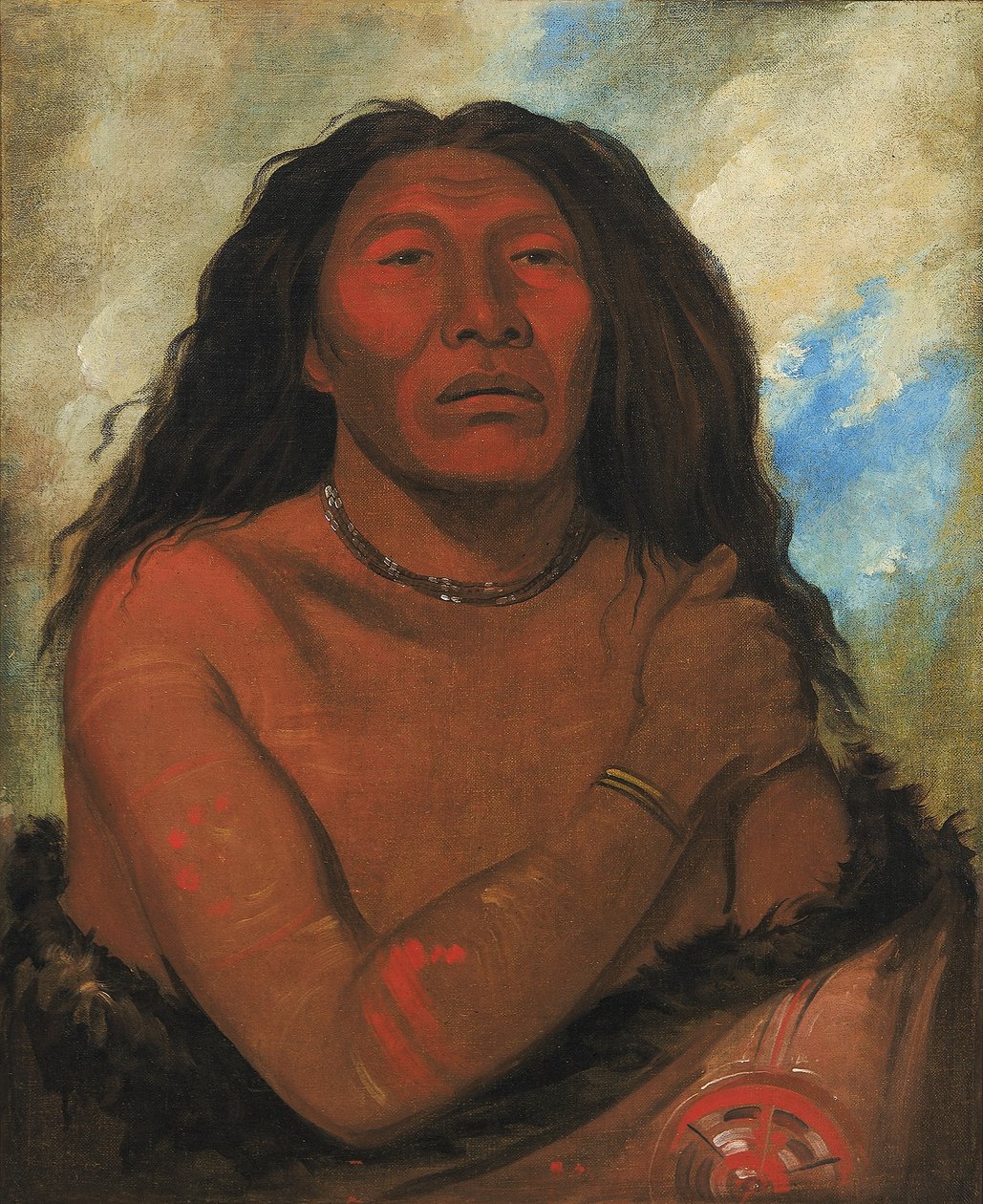 Duhk-gits-o-ó-see, Czerwony Niedźwiedź, Wybitny Wojownik autorstwa George Catlin